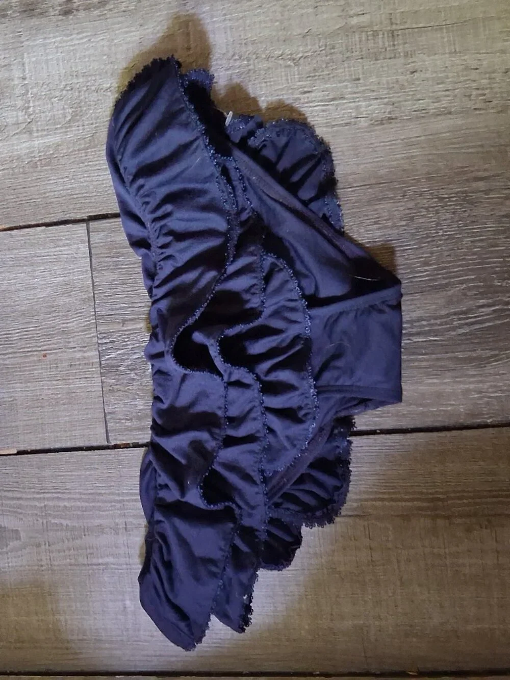 Y2K Juicy Couture Navy Ruffle Strapless Bikini Small Top Medium Bottom New